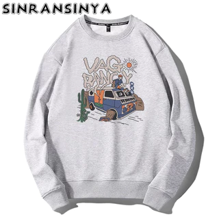 Sinransinya Áo sweater Cổ Tròn Dáng Rộng In Họa Tiết Thời Trang Thu Đông Cho Nam