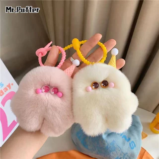 Mr.puffer Móc Khóa Hình Que Kem Bằng Lông Thỏ Giả Dễ Thương