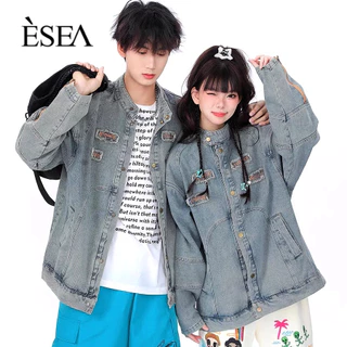 Esea Áo Khoác denim Tay Dài Dáng Rộng Phong Cách Trung Cổ Mỹ Thời Trang Thường Ngày Cho Cả Nam Và Nữ