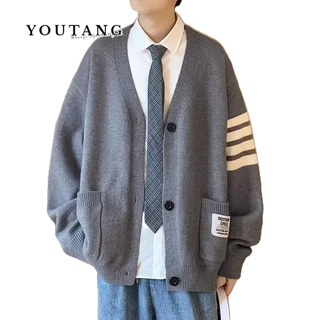 Áo Khoác cardigan Dệt Kim Dáng Rộng Phong Cách hong kong Thời Trang Mùa Thu Mới Cho Cặp Đôi Nam Nữ