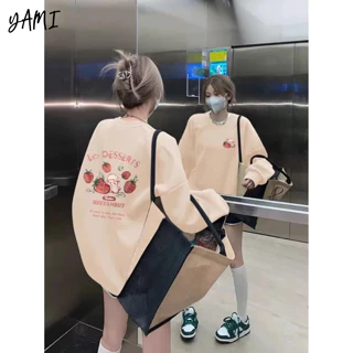 YAMI Áo Sweater Mỏng Cổ Tròn Tay Dài Dáng Rộng Phong Cách Nhật Bản Thời Trang Xuân Thu Cho Nữ coup