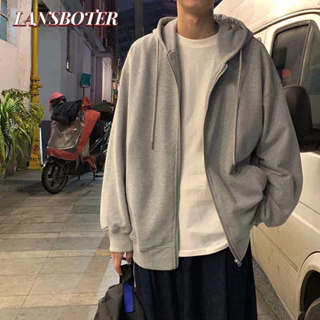 Lansboter Áo Khoác Hoodie Khóa Kéo Đơn Giản Phong Cách Hàn Quốc Cho Nam