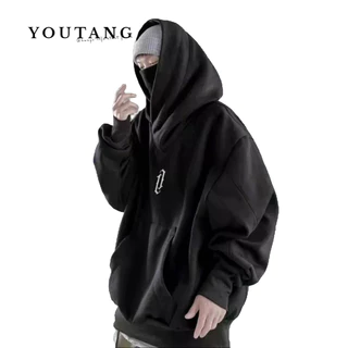 Áo Hoodie Cổ Cao Dáng Rộng Thêu Họa Tiết Phong Cách Đường Phố Thời Trang Thu Đông Cho Nam Và Nữ