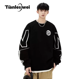 TIANLESIWEI Mới Áo Sweater Cổ Tròn Dáng Rộng Thời Trang Xuân Thu Dành Cho Nam Và Nữ