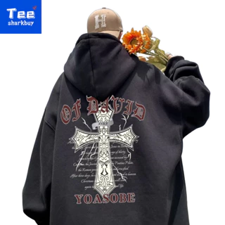 Áo Hoodie Cotton nam TEESHARKBUY  áo dài tay vintage form rộng cổ tròn Plus Size Unisex 100% Cotton M-5XL