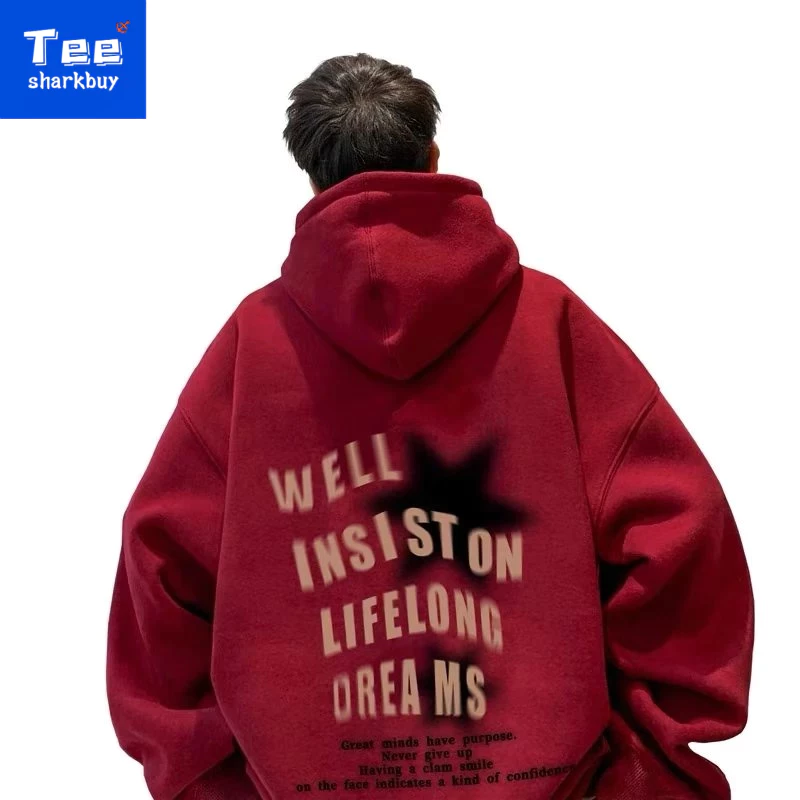 Áo Hoodie Cotton trắng TEESHARKBUY Năm mới Giáng sinh Quần áo áo nỉ tay form rộng dài thời boy phố trang in hình Plus Size Unisex 100% Cotton M-5XL