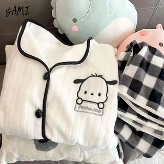 YAMI Bộ đồ ngủ vải lông cừu san hô dễ thương hoạt hình/pijama/đồ mặc nhà nữ