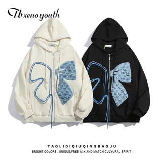 Tb Áo Hoodie Nỉ Dáng Rộng Thêu Hình Bướm Chất Lượng Cao Trẻ Trung Cho Nam