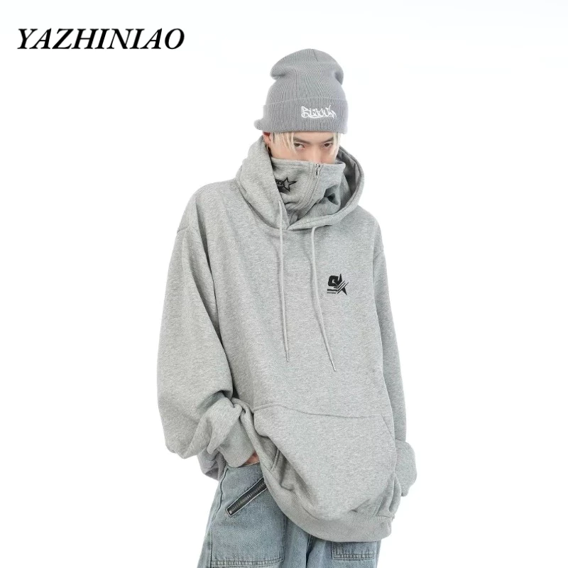 Yazhiniao Áo Khoác Sweater Có Mũ Trùm Dáng Rộng Phong Cách Đường Phố Mỹ Thường Ngày Cho Cặp Đôi Nam Và Nữ