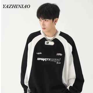 Yazhiniao Áo sweater Tay Dài Cổ Tròn In Hình Phong Cách Hàn Quốc Thời Trang Thường Ngày Cho Nam Sinh