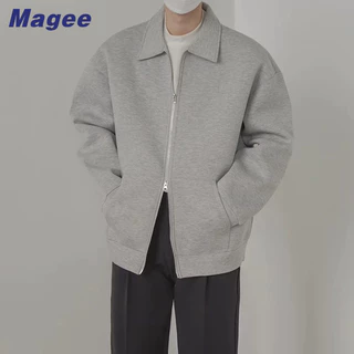 Áo khoác cardigan màu trơn có khóa kéo đôi dáng rộng phong cách hàn quốc thời trang cho nam