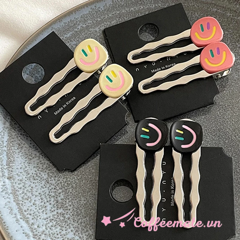 ⚡CM⚡Kẹp Tóc Hình Mặt Cười Nhiều Màu Sắc Ngọt Ngào Cho Nữ 1 Cái