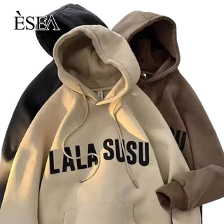 Esea Áo Hoodie Nhung Dáng Rộng In Chữ Phong Cách harajuku Nhật Bản Giản Dị Thời Trang Dành Cho Nam Nữ