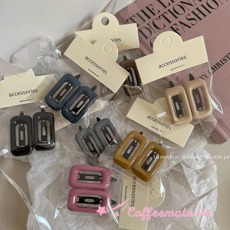 ⚡CM⚡Kẹp Tóc Màu Sắc Đáng Yêu Cho Nữ 1 Cái, Kẹp Tóc Nhựa Hình Trái Tim / Vuông Màu Sắc Ngọt Ngào Phong Cách Hàn Quốc Cho Nữ