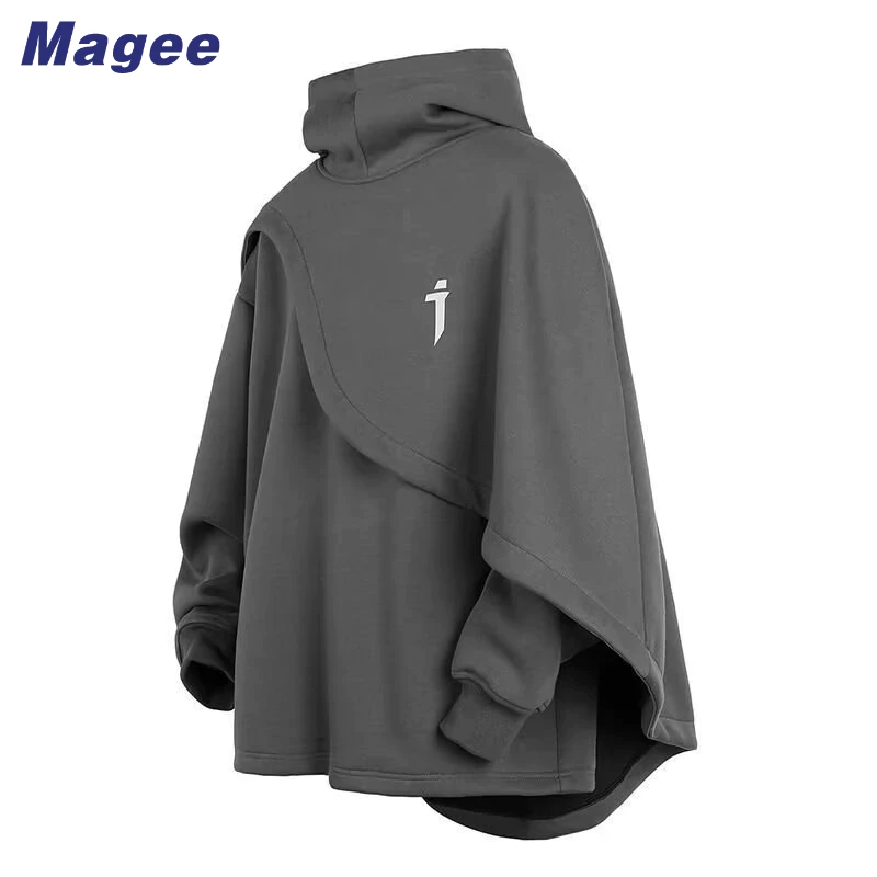 Magee Áo hoodie Giả Hai Lớp Cổ Cao Trọng Lượng Nặng Phong Cách Hàn Quốc Đơn Giản Cho Nam