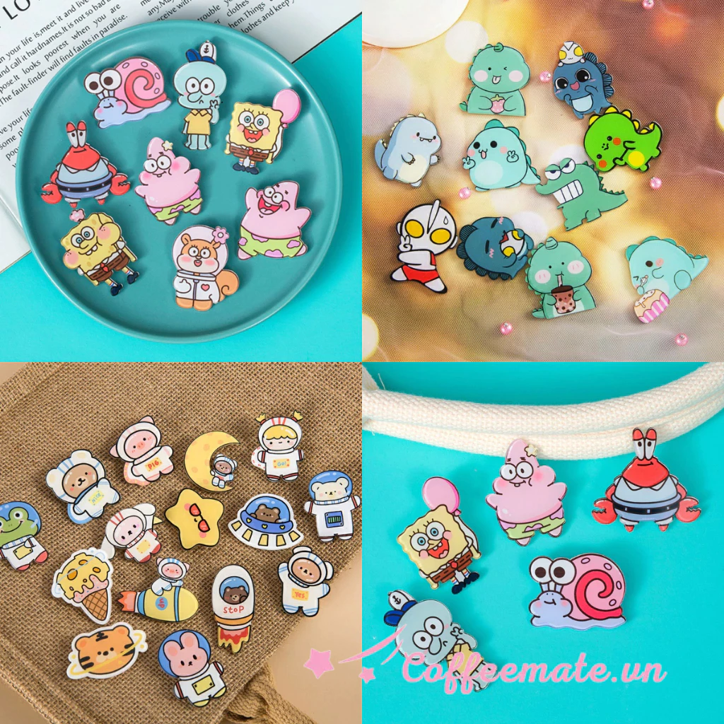 ⚡Ghim Cài Balo, Ghim Cài Quần Áo, Huy Hiệu Cài Balo Anime Cute, Ghim Pin Cặp Nhân Vật BỌT BIỂN đồ 1k free ship