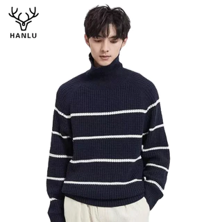 Áo sweater Cổ Lọ Họa Tiết Kẻ Sọc Phong Cách Dân Tộc retro Cho Nam