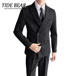 TIDE BEAR Bộ 2 Món Áo Khoác blazer + Áo Sơ Mi Dài Tay + Quần Tây Thời Trang Công Sở Cho Nam