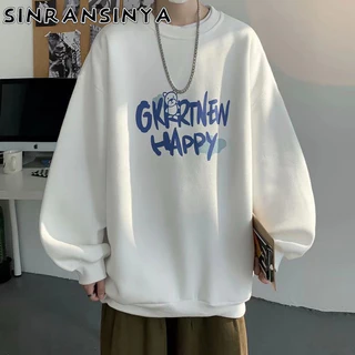 Sinransinya Áo hoodie Tay Dài In Nhiều Kiểu Dáng Đơn Giản retro Hàn Quốc Cao Cấp Giá Rẻ