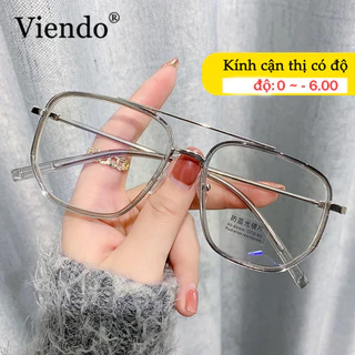 Gọng Kính Cận Nam Nữ VIENDO Mắt Kính Cận Gọng Đa Giác Đổi Màu Khi Ra Nắng Chống Ánh Sáng Xanh Chống Tia UV Thời Trang -1.0/-2.0/-3.0/-4.0/-5.0/-6.0