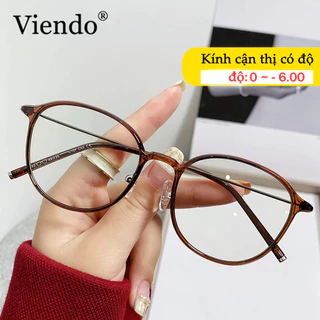 Kính Giả Cận Nam Nữ VIENDO Kính Cận Gọng Tròn Đổi Màu Chống Ánh Sáng Xanh Cao Cấp Thời Trang (Cắt Kính Cận Theo Yêu Cầu)