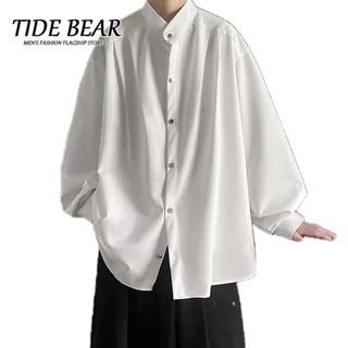 TIDE BEAR Áo Sơ Mi Chống Nắng Dáng Rộng Màu Trơn Thiết Kế Mới Thời Trang Theo Phong Cách Trung Hoa Cho Nam