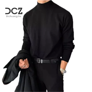 DICHUANGZHE Áo sweater Cổ Lọ Dáng Rộng Màu Sắc Đơn Giản Phong Cách Hàn Quốc Thời Trang Thu Đông Cho Nam