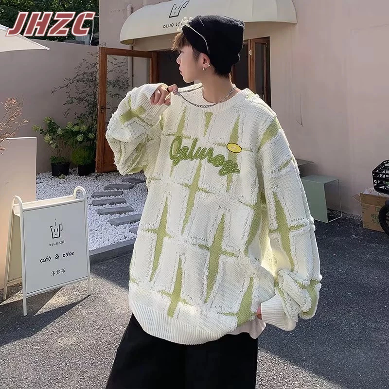 Jhzc Áo sweater Dáng Rộng In Hoạ Tiết Ngôi Sao Phong Cách retro Dành Cho Nam Giới