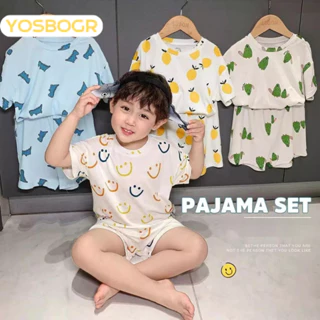 đồ bé trai trẻ em quần áo YOSBOGR KPP24207YU 8Z240221 Bộ đồ ngủ  em cotton Thời trang thoải mái Mùa hè