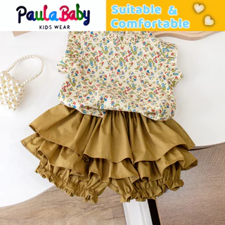 Paulababy Set Áo Thun Tay Ngắn Và Quần short Thời Trang Cho Bé Gái 1-6 Tuổi