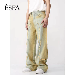 Quần jean nam ESEA, quần jean phong cách unisex dáng rộng thời trang và phổ biến phong cách đường phố phong cách unisex chất lượng cao, có thể mặc bởi cả nam và nữ.