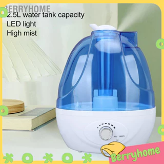 BerryHome Máy tạo độ ẩm phun sương mát Bình chứa nước 2.5L yên tĩnh cho phòng ngủ Phòng lớn Vòi xoay 360 có thể điều chỉnh Tự động tắt Ánh sáng đầy màu sắc Ổ cắm 220V EU