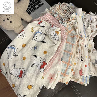 COFAZ Quần Ngủ Rộng In Họa Tiết Hoạt Hình Phong Cách Hàn Quốc Thời Trang Mùa Hè quần pyjama mỏng