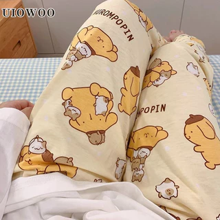 Uiowoo Pudding Chó Hoạt Hình Pyjama Quần Nữ Quần Dài Rời Nhà Quần Thường Ngày Nữ