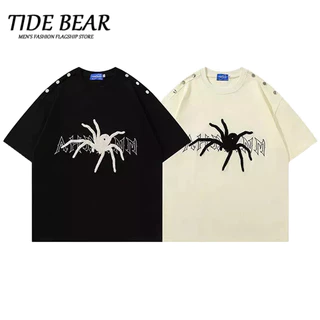 TIDE BEAR Áo Thun Tay Ngắn Phong Cách Harajuku Nhật Bản Đơn Giản Thời Trang Cho Nam Và Nữ