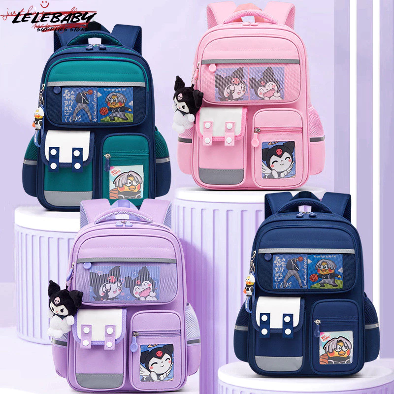 Phong Cách Mới Nam Nữ Tiểu Học Học Học Sinh Schoolbag Một Ba Lớp Thứ Sáu Hoạt Hình Dễ Thương Kuromi Trẻ Em Ba Lô Mặt Dây Chuyền Miễn Phí