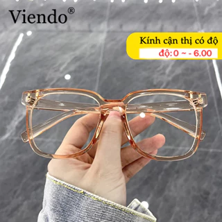 Kính giả ận nam nữ VIENDO kính cận gọng vuông đổi màu chống ánh sáng xanh tia uv thời trang có cắt độ cận theo yêu cầu -1.0/-2.0/-3.0/-4.0/-5.0/-6.0