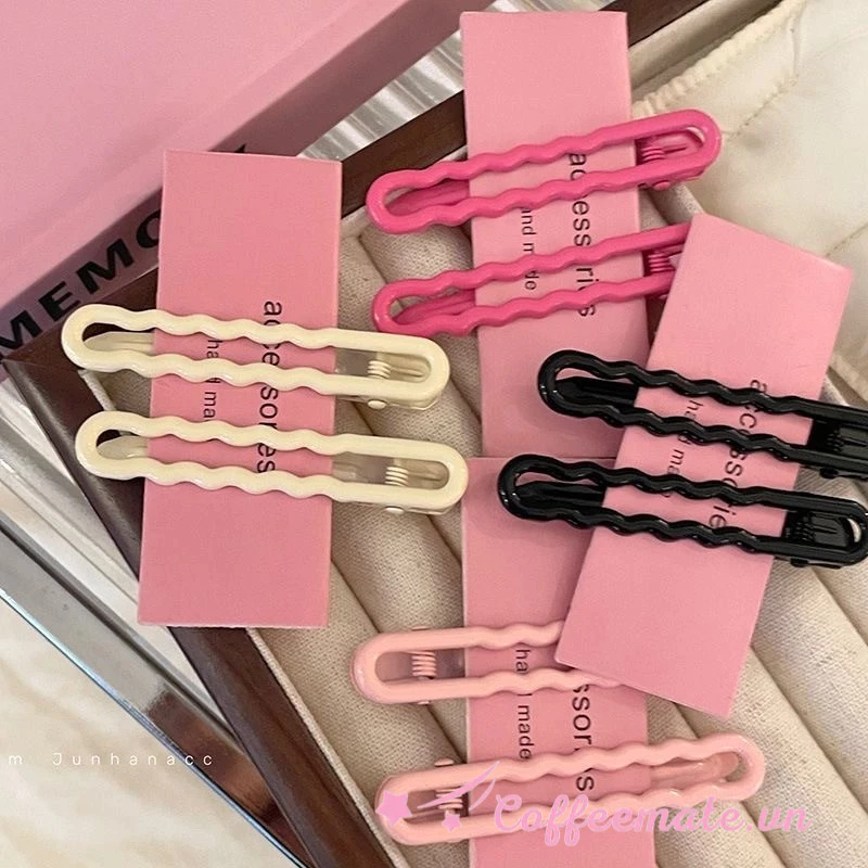 ⚡CM⚡1 Kẹp tóc kim loại màu kẹo có mái gợn sóng, phong cách Hàn Quốc, phù hợp cho nữ