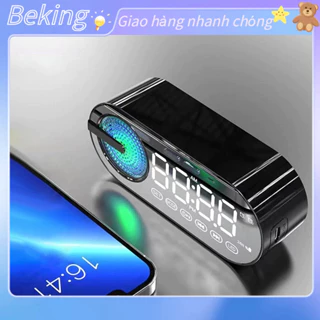 Beking Loa Bluetooth Đồng Hồ Báo Thức Kép Bluetooth5.0 Gương Sạc Di Động Cho Cắm Trại Khiêu Vũ Đảng