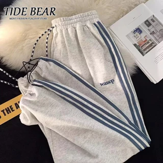 TIDE BEAR  Quần thể thao mùa hè kiểu nam, quần bó chân, quần sọc, quần đồng phục trường học, quần vệ sinh 9 điểm.