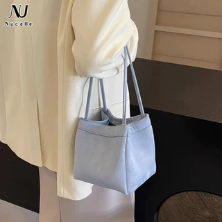 NUCELLE Túi xô thiết kế Hàn Quốc  túi xách đơn giản thích hợp, giỏ rau đa năng, túi vuông nhỏ đeo chéo một vai thông thường dành cho nữ