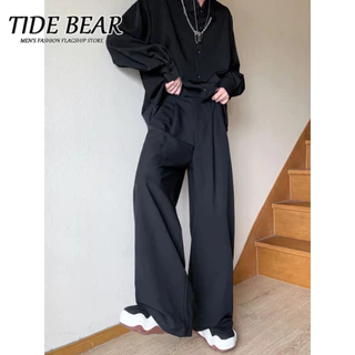 TIDE BEAR Quần tây chân rộng, quần tây nam mùa hè kiểu Mỹ, quần tây cao cấp, rộng thùng thình, quần dài thoải mái.