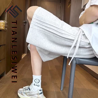 Tianlesiwei American high street đẹp trai giản dị màu trơn quần short mùa hè phong cách trung lập quần short thể thao