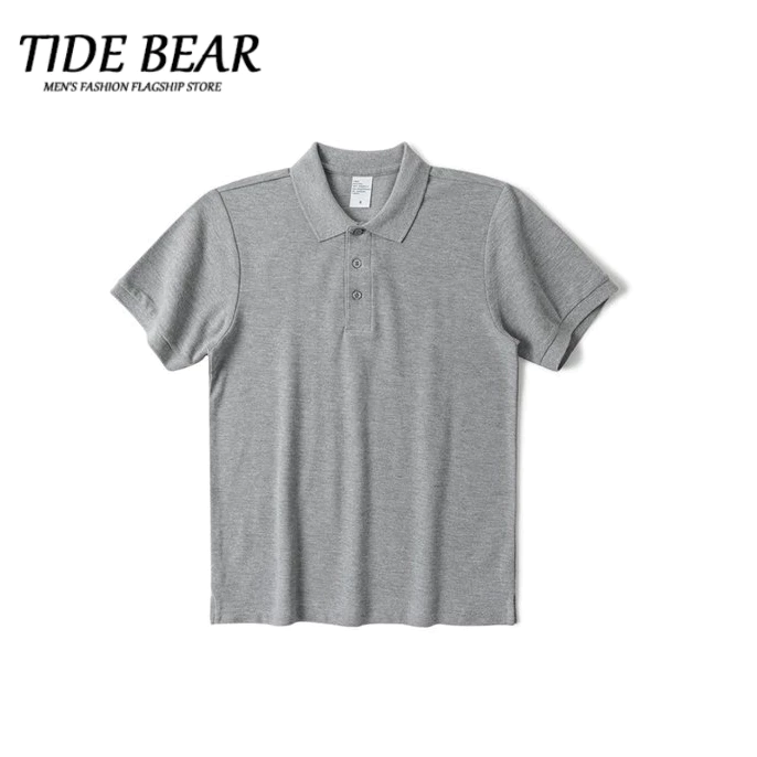 TIDE BEAR Heavyweight Cotton Polo Áo sơ mi Nhật Bản màu thời trang phù hợp với nam giới và phụ nữ đầu mùa hè ngắn tay áo