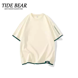 TIDE BEAR Người đàn ông mới bông ngắn tay áo mùa hè đơn giản vòng cổ lỏng lẻo Breathable thể thao xu hướng T-shirt