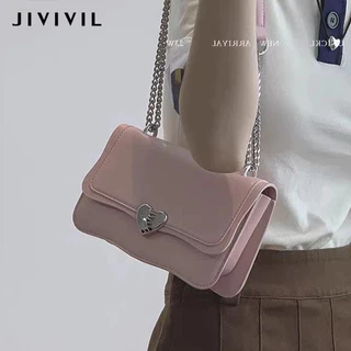 JIVIVIL Túi đeo chéo nữ Y2K Hàn Quốc Dây chuyền tình yêu Instagram đa năng Thời trang và đơn giản Túi đeo vai PU họa tiết sóng thông thường