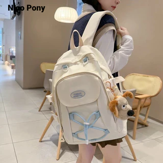 Nico Pony Ba Lô Nữ Phong Cách Đại Học Đơn Giản Nhỏ Tươi Dung Tích Lớn Màu Sắc Tương Phản Túi Đi Học