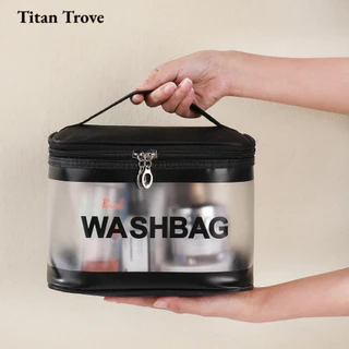 Titan Trove Túi đựng đồ hợp thời trang trong suốt dung tích lớn chống thấm nước túi trang điểm cầm tay dành cho nữ