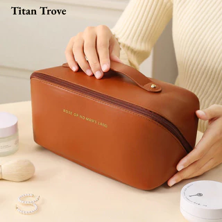 Titan Trove Túi lưu trữ hợp thời trang màu trơn dung tích lớn túi đựng mỹ phẩm du lịch di động cao cấp