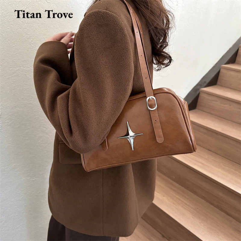 Titan Trove Túi xách nữ thông thường Túi đeo vai Tote phổ biến dung tích lớn đơn giản